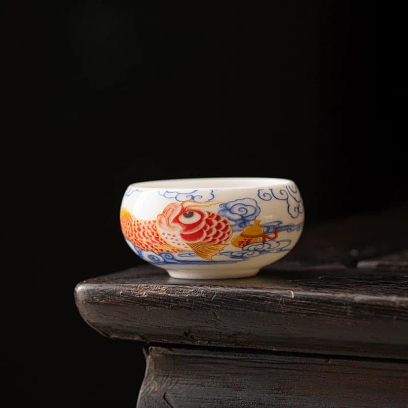 1 Pezzo Tazza da Tè in Porcellana Bianca con Motivo Drago, Set da Tè Gongfu, Tazza in Ceramica per Decorazione Casa e Ufficio