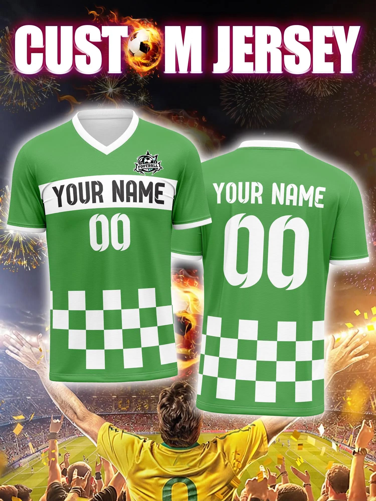 Personalized football jersey with image, number and name, parent-son coordinated football kit