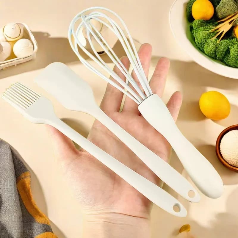 Set di 3 Spatole in Silicone di Grado Alimentare, Antiaderenti e Resistenti al Calore, per Cucinare, Cuocere al Forno e Mescolare