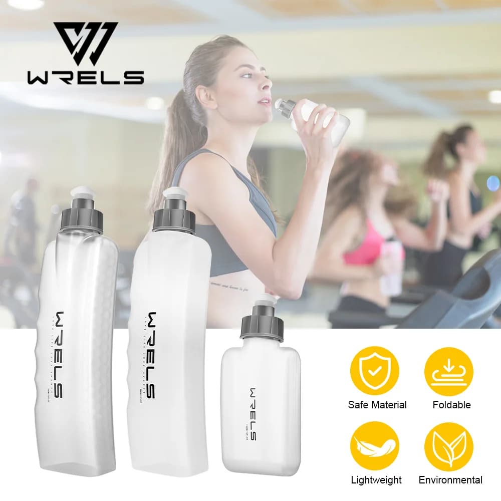 WRELS Widesea Camping Bottiglia d'acqua morbida da 600 ml in TPU senza BPA per corsa e ciclismo, con cintura di idratazione, comoda borraccia per il fitness