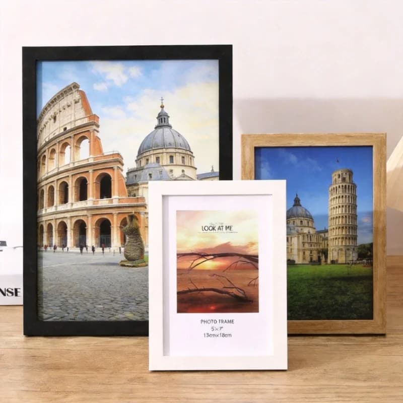 Wood Photo Frame 6/7/8/10 Inch A4 4×6 6×8 Picture Frame Tabletop Display Puzzle Oil Painting Frame with Free Mat & Accessories