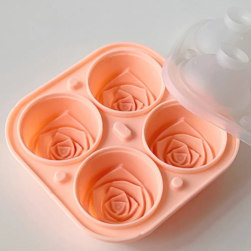 Stampo per Cubetti di Ghiaccio a Forma di Rosa, Elegante e Riutilizzabile, in Silicone Alimentare, per Dessert e Bevande Estive Senza Sforzo