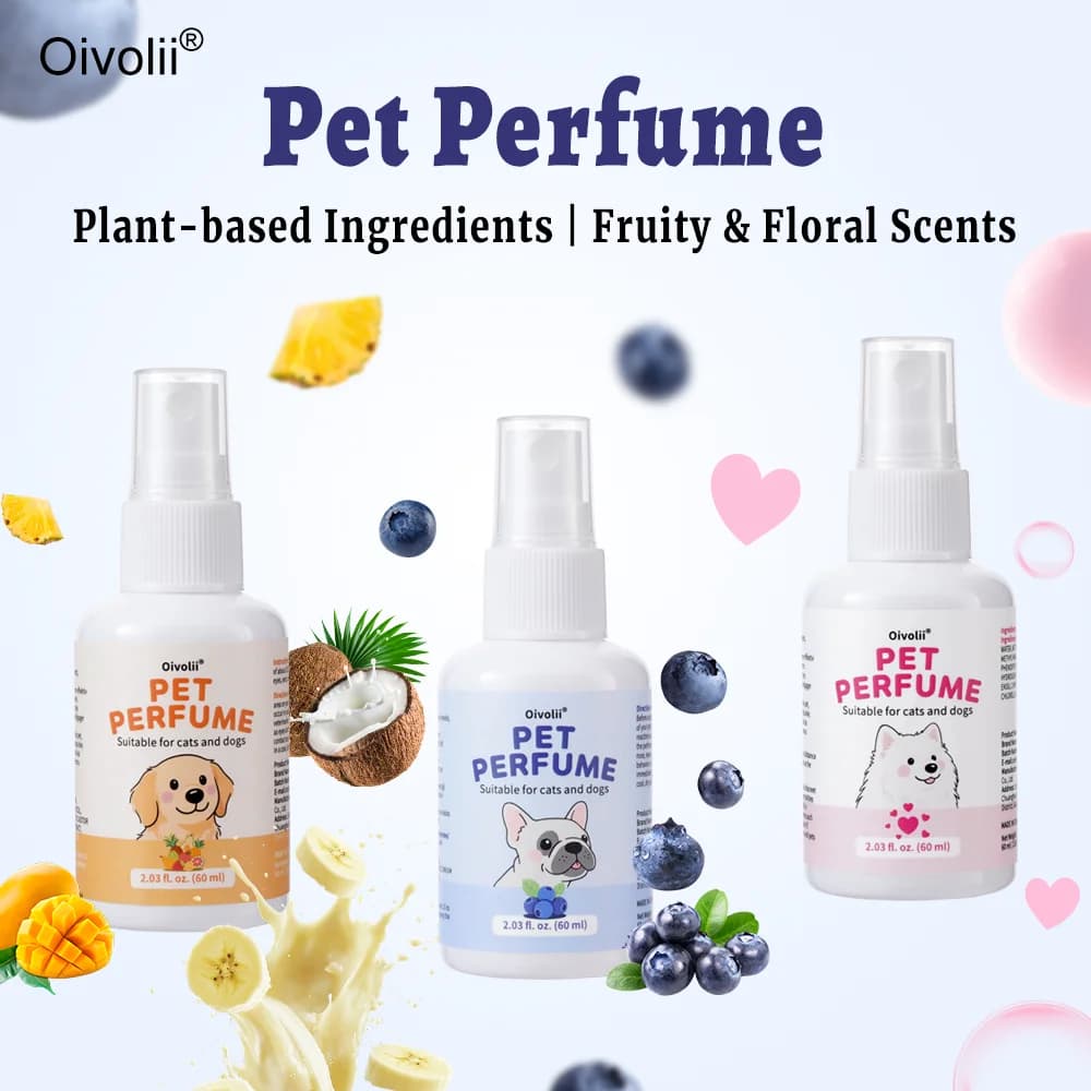 Profumo Spray per Cani e Gatti a Base Vegetale, Lunga Durata, Elimina Odori, Fragranze Floreali e Fruttate, Formato da Viaggio Portatile, Deodorante per Animali Domestici