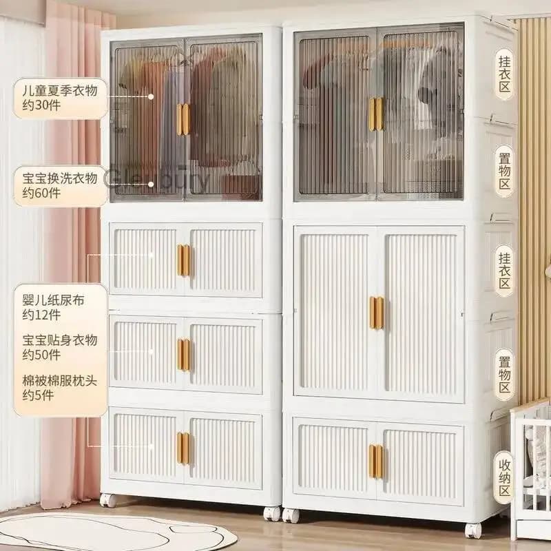 Scaffali e Armadietti Impilabili in Tessuto Naturale per Jeans e Vestiti - Organizzatore per Armadio e Casa