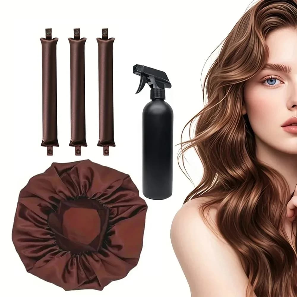 5 pieces heat-free hair curler set with spray bottle for sleeping in satin for hair accessories for lazy styling to curl the night