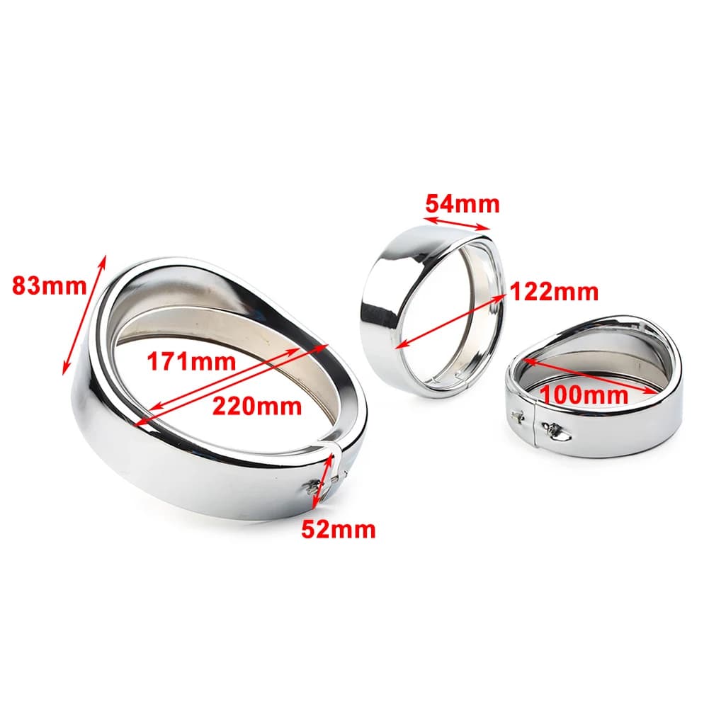 3Pcs Motorcycle 7" Headlight Trims & 4.5" Fog Light Visor Lamp Ring Decoration Metal Chrome For Harley Road King FLHCS