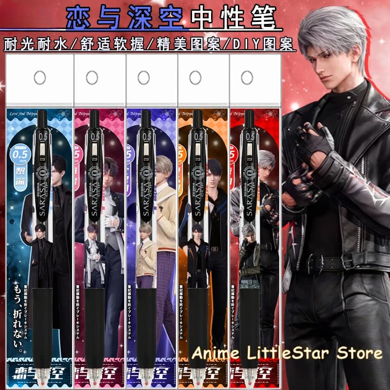 Penna Gel Nera Retrattile a Tema Anime Love and Deepspace Sylus Zayne Xavier, Stile DIY, Regalo di Compleanno