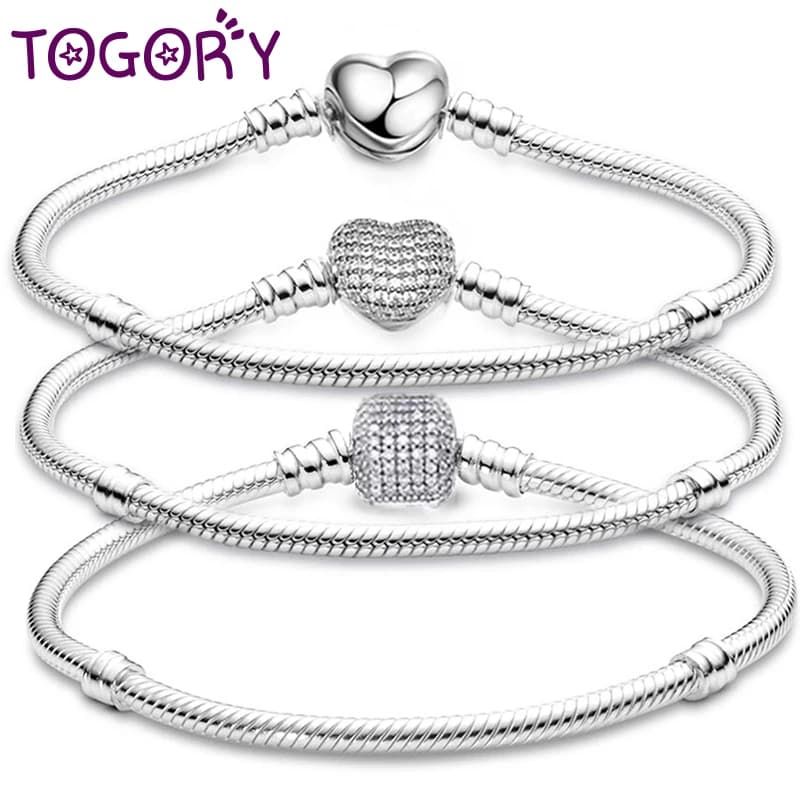 TOGORY Bracciale con ciondoli a catena a forma di serpente a forma di cuore con gufo di cristallo carino placcato argento per donna Uomo Braccialetti di marca Gioielli fai da te Creazione di regali