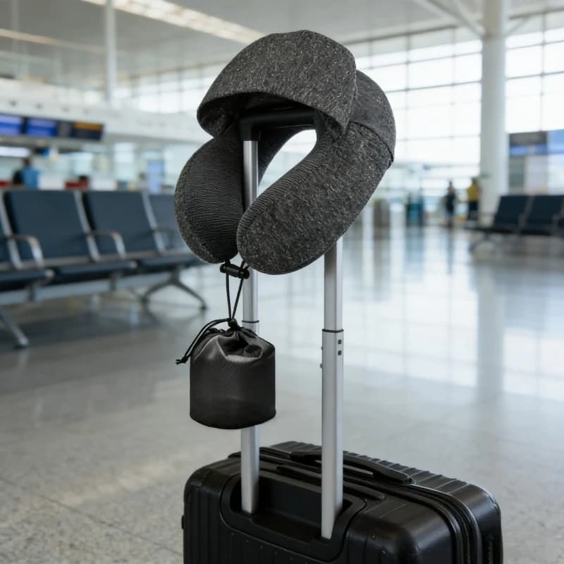 Cuscino a U in Memory Foam con Cappuccio, Morbido e Portatile, Supporto Multifunzionale per Collo, Ideale per Viaggi, Aereo, Ufficio, Riposini, Aiuto per un Sonno Confortevole