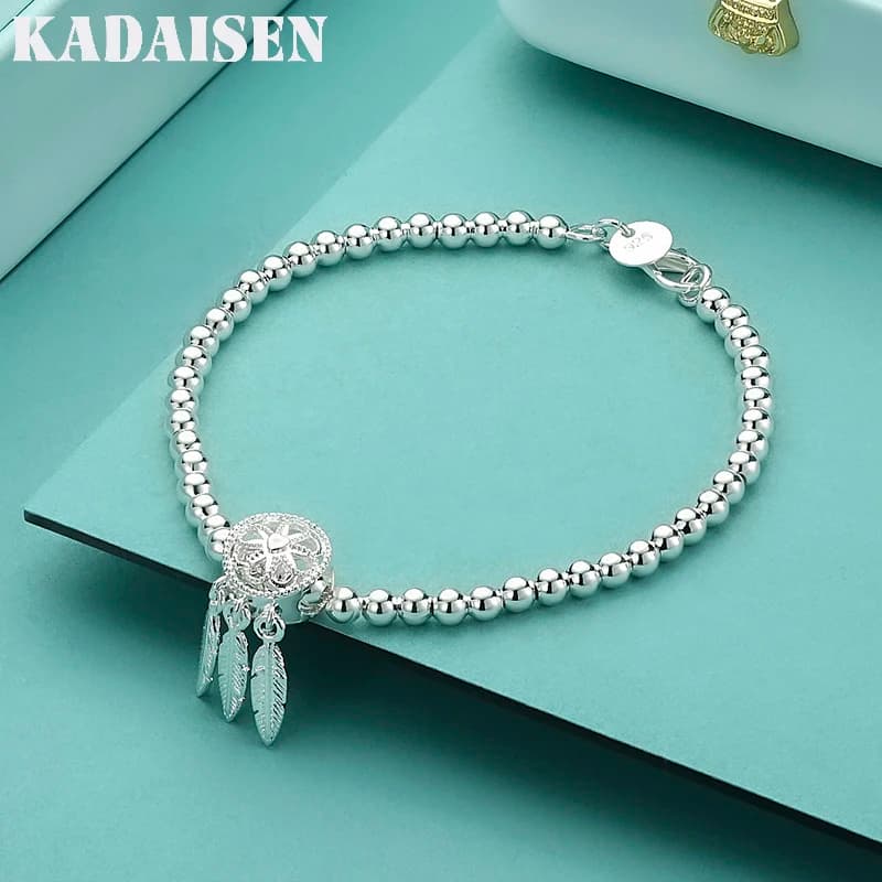 Sterling 925 Sterling Silver Bracelet with Beads and Chain, Luxury Jewel for Women, Ideal for Party and Weddings, Gift for Love