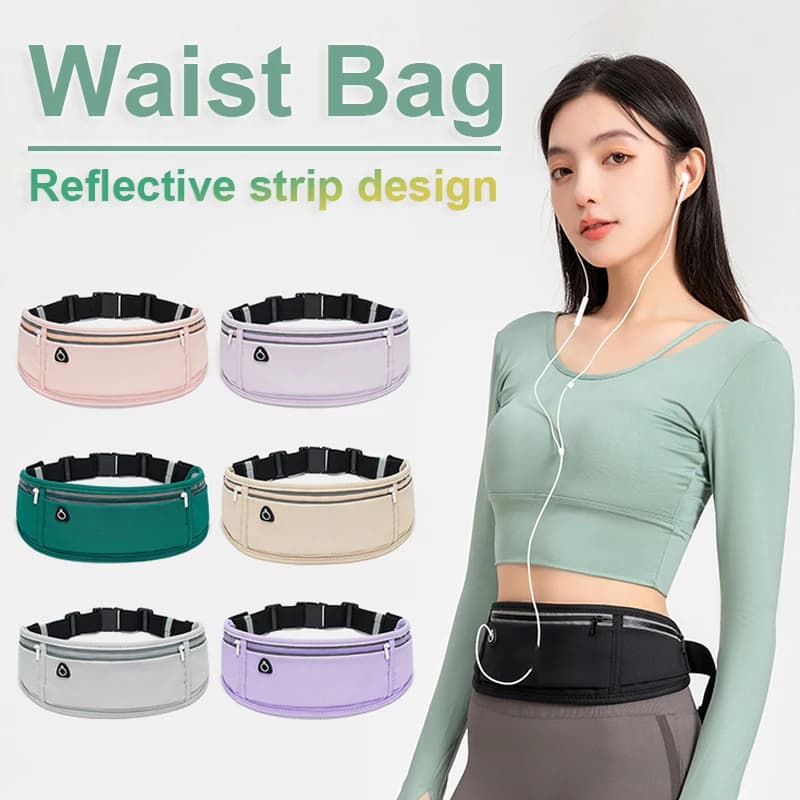 Double Pocket Waist Bag Waterproof Waist Belt Casual Travel Cycling Hiking Sports Shopping Waist Bag