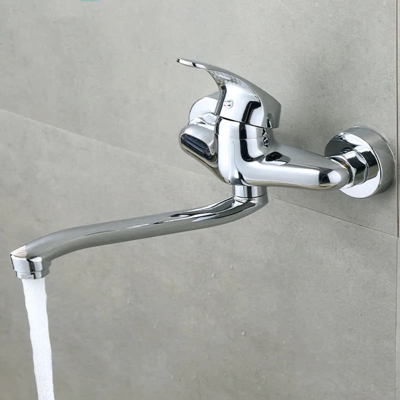 Rubinetto da cucina a parete Rubinetto per lavabo a doppio foro Miscelatore acqua calda e fredda Miscelatori da cucina a parete Rubinetto per lavello da cucina