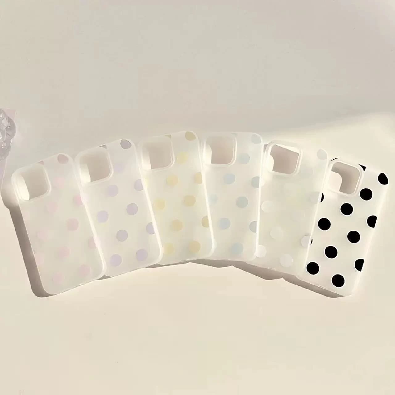 Korean Ins Minimalist Polka Dots Phone Case For iPhone 17 16 15 14 13 12 11 Pro MAX XR XS 16e 17air MINI 7 8 Plus Matte Cover