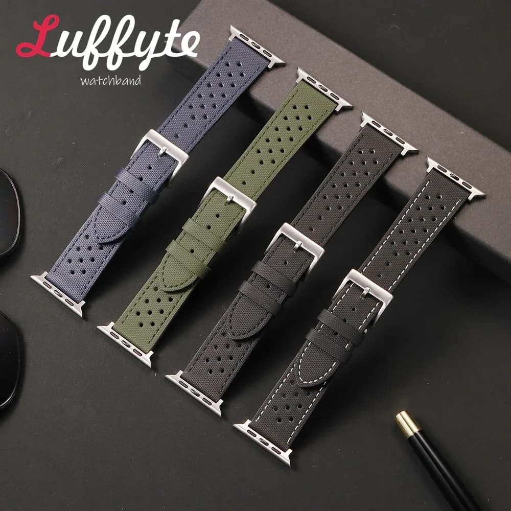 Breathable Rubber Smartwatch Band For Apple Watch 1-11 Ultra SE 3 2 1 Wristwatch Strap For Iwatch 49/46/45/44/42/41/40/38mm
