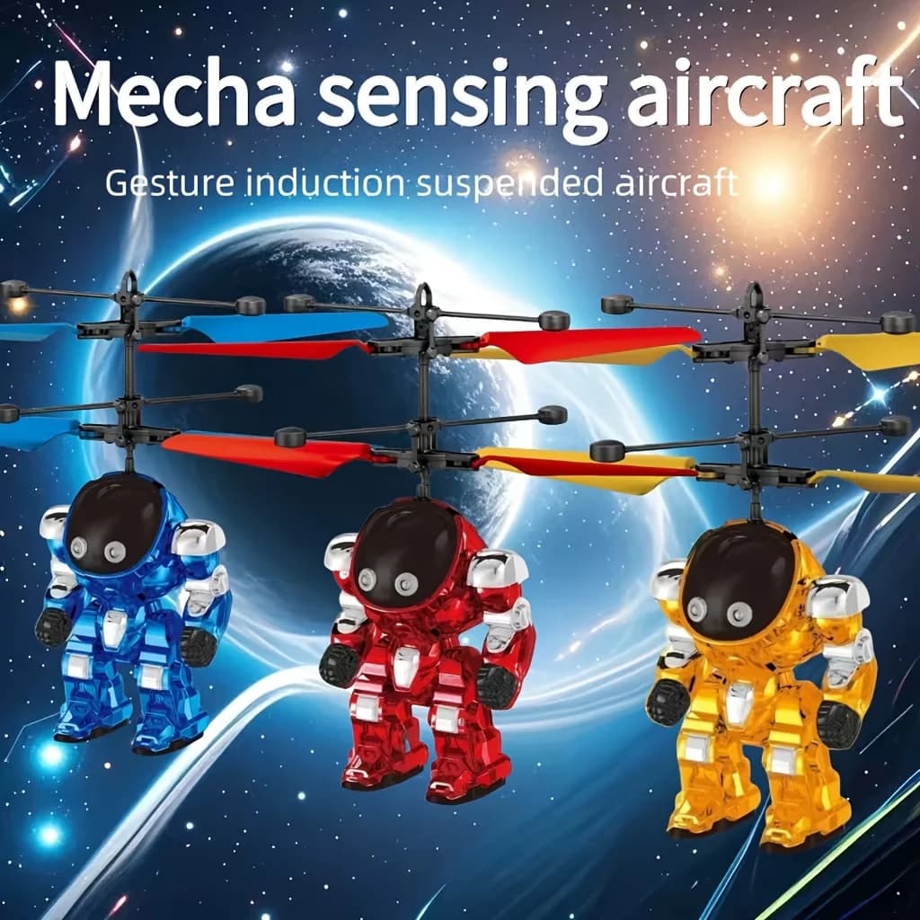 Giocattolo robot a sospensione induttiva Aereo STEM Mech con tecnologia di induzione automatica Giocattolo educativo adatto per bambini Bi