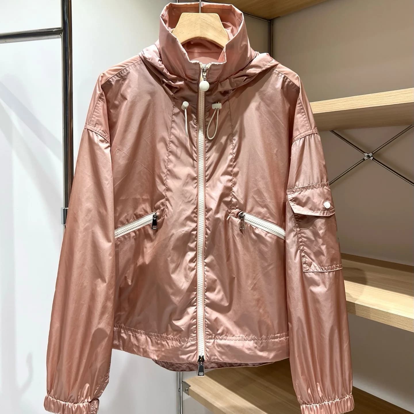 High Waist Slimming UV Protection Sunscreen Hooded Zipper Women's Jacket Casual Loose Fit Nylon Short Outerwear Top