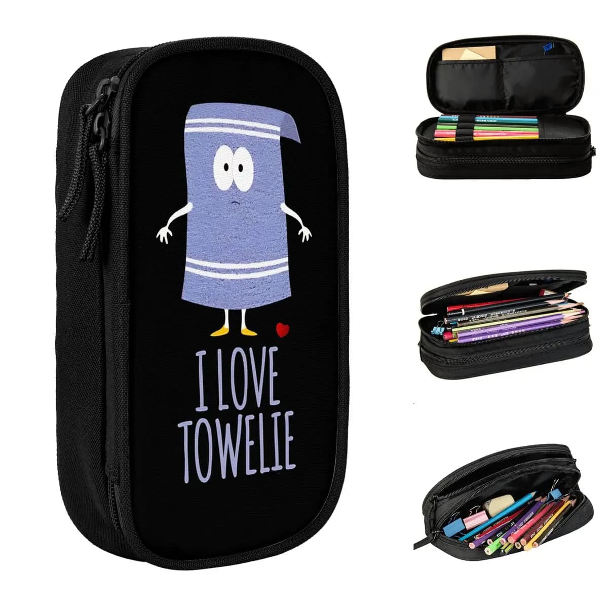 Astuccio per matite I Love Towelie South-Parks, borsa per penne, astuccio grande per studenti, astuccio per cosmetici da ufficio