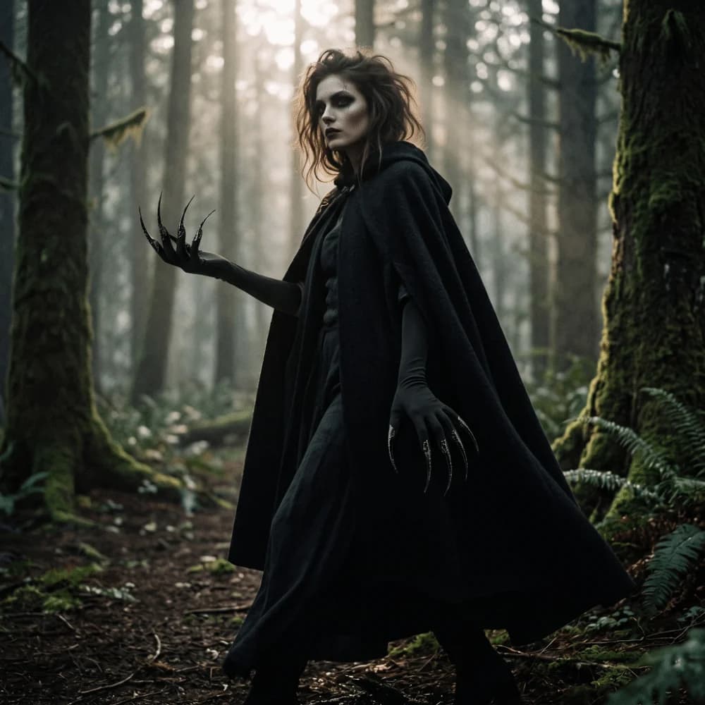 Scary Gothic Long Nails Gloves Polyester Elastic Halloween Witch Gloves Black Stretch Black Detachable Claw Nails Gloves Party