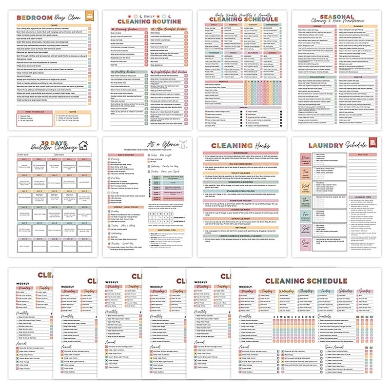 2026 Pianificatore di pulizia per adulti Donne Bambini Programma di pulizia e lista di controllo Organizzazione notebook Famiglia quotidiana