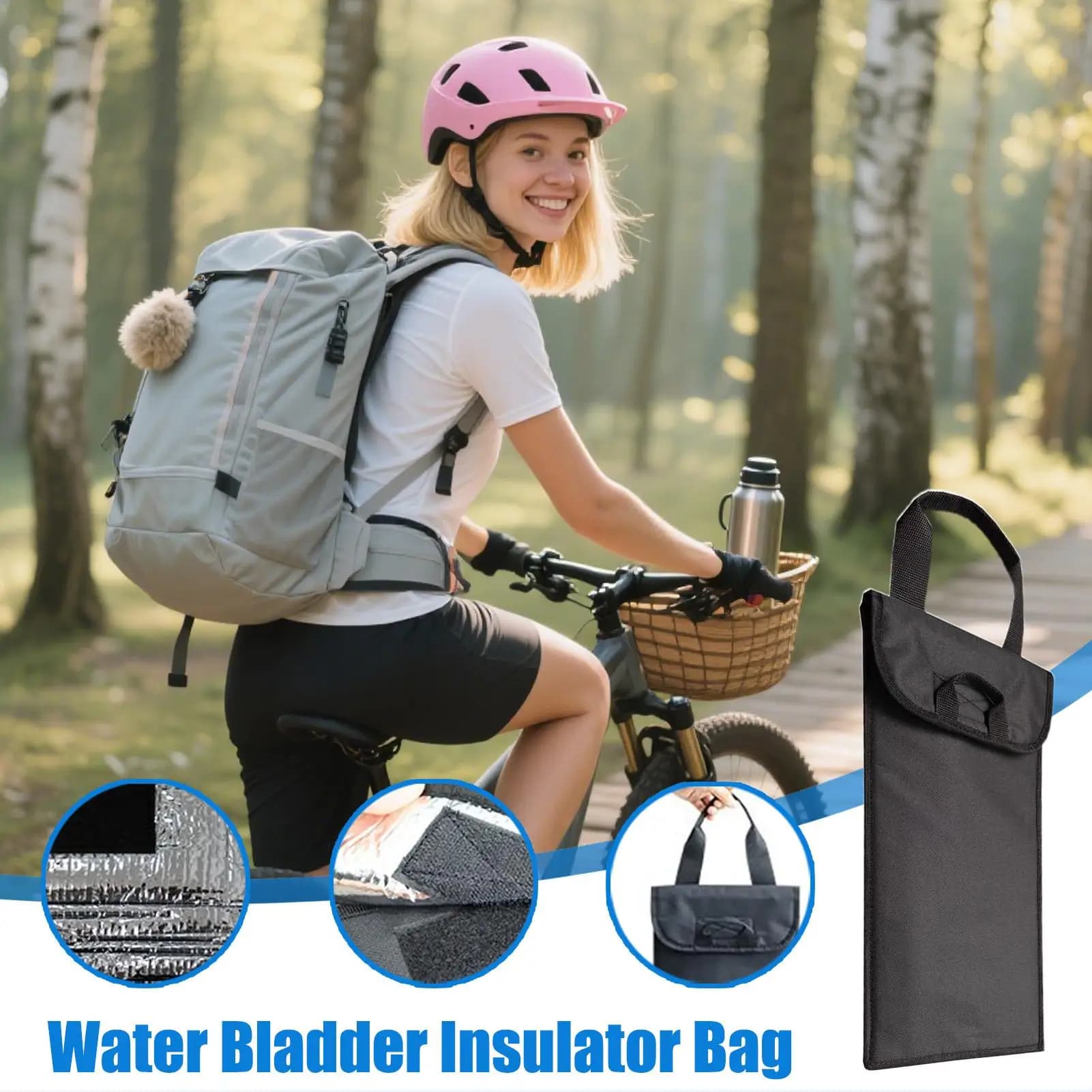 Thermal bag for water bladder Insulating sleeve for waterproof hydration bladder Long-lasting travel ice pack for drinks