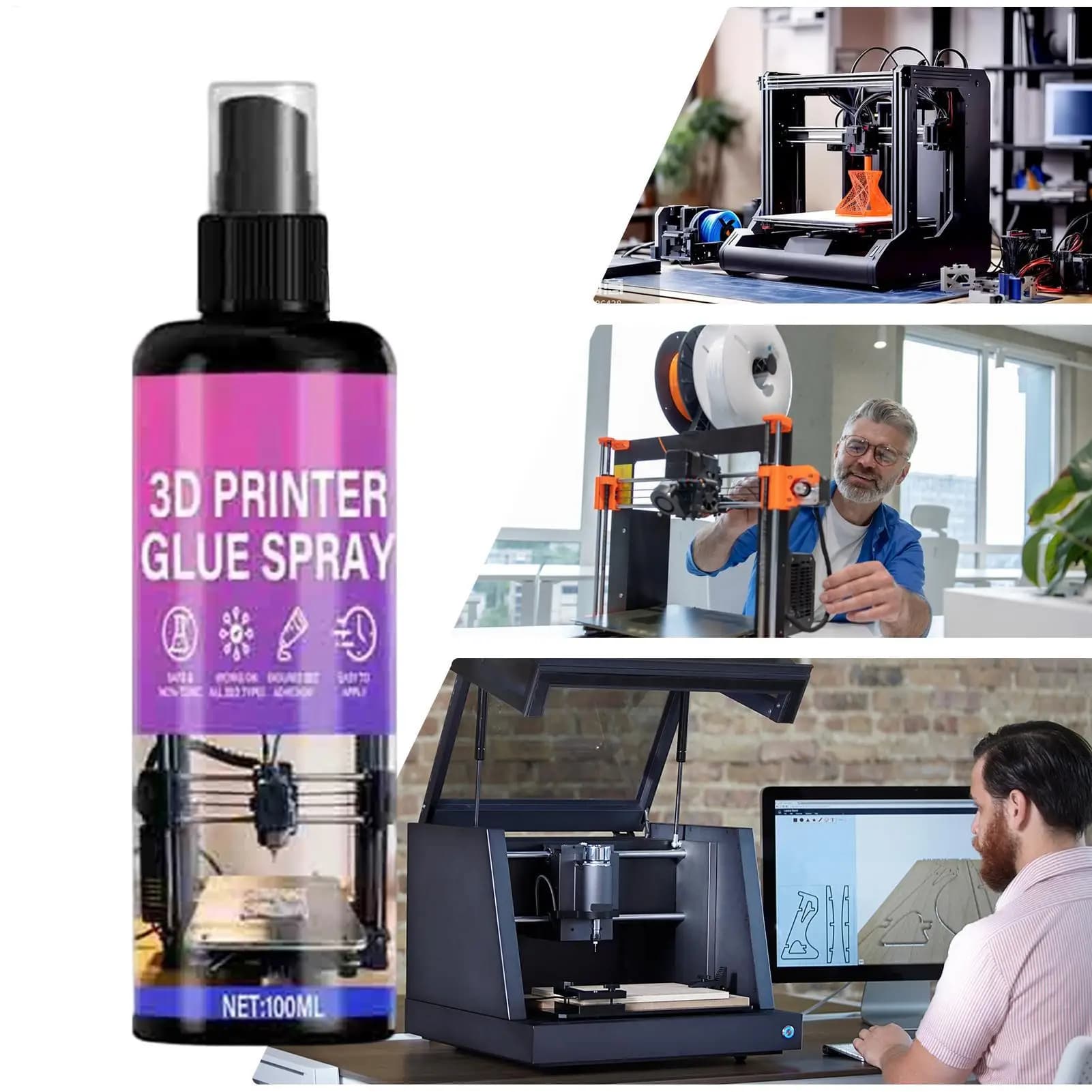 Adesivo per Stampante 3D 100ml Lunga Durata Riduce la Deformazione Spray Colla per Stampante 3D per Tessuti Artigianato Quilting Ricamo Cucito