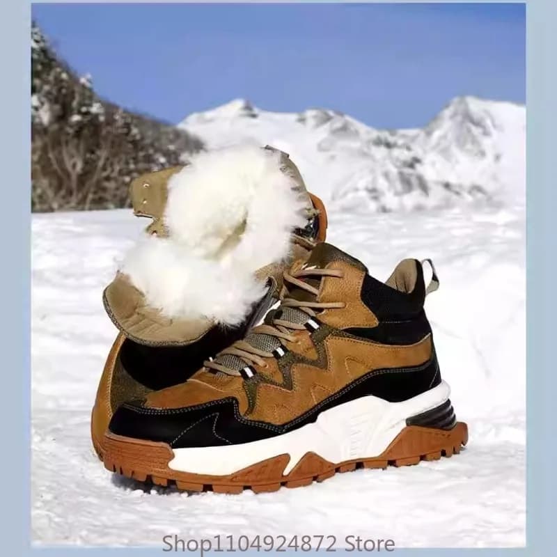 Women's Winter Shoes Hot Wool Cotton Men's Snow Boots Casual Plush Casual Sole Sports High Boots Men's Outdoor Gymnastics Shoes