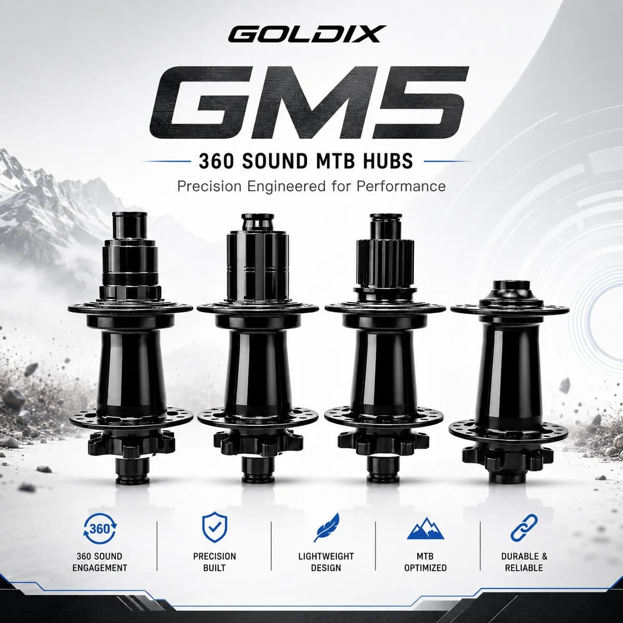 GOLDIX GM5 32H J-Bend Boost MTB Hub 6 Pawls 360 Click Quick Release Thru Axle Aluminum XC Mountain Bike Bicycle Wheel Hub Parts