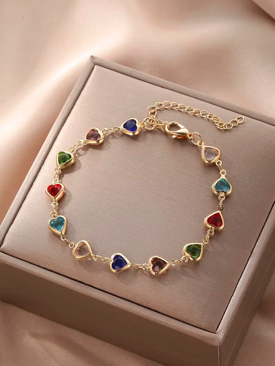 Rhinestone Heart Decorative Bracelet for Valentine's Day
