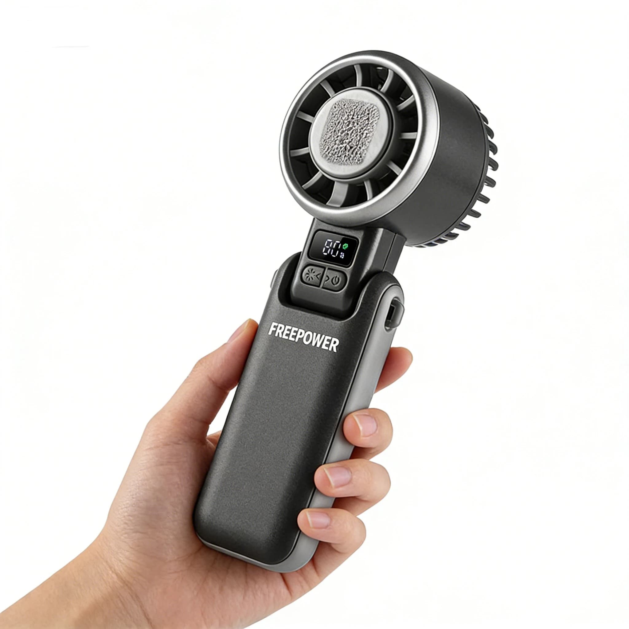 Ventilatore Portatile Pieghevole da Esterno FREEPOWER, Mini Ventilatore Ricaricabile da 3600mAh con 100 Livelli di Controllo Libero