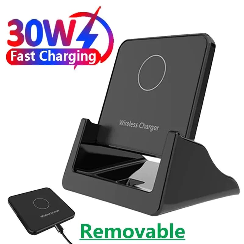 Stazione dock di ricarica per telefono cellulare ultrasottile da tavolo con supporto per caricabatterie wireless veloce da 30 W per iPhone 15 14 13 12 Samsung Xiaomi