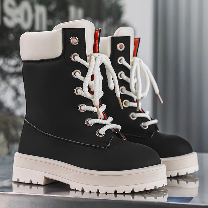 High sneakers with thick and warm soles, men's casual shoes Autumn 2026, ankle boots Anti-slip handles Comfortable and fashionable for Outer