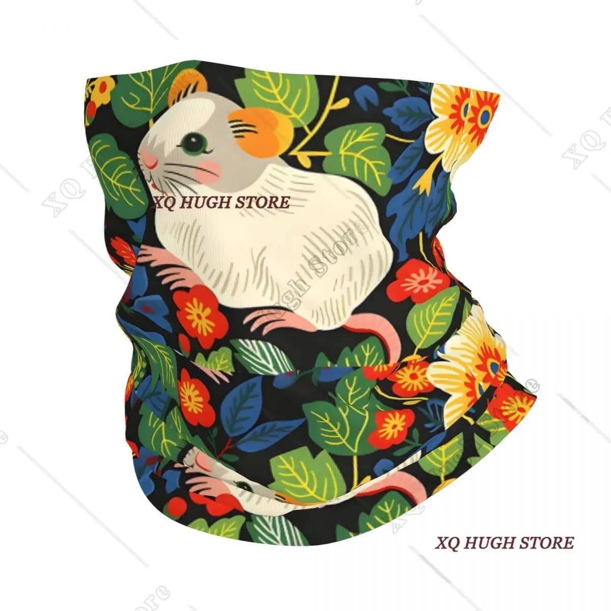 Simpatici criceti e fiori colorati Sciarpa avvolgente sottile Bandana Ghetta per il collo Fascia per il viso