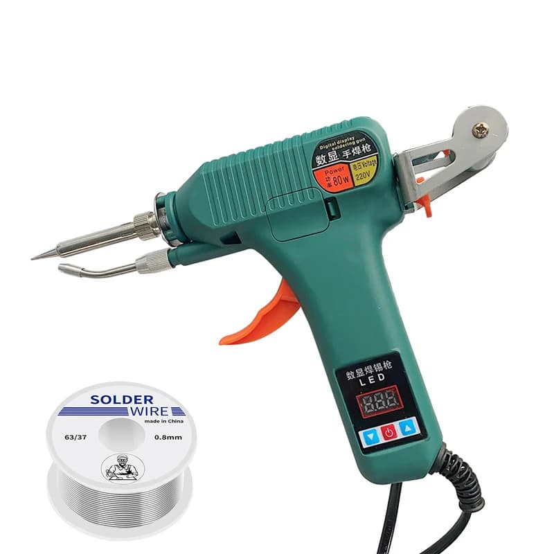 Display della temperatura regolabile saldatore elettrico 80w riscaldamento portatile strumento di riparazione della saldatura della pistola di alimentazione automatica dello stagno