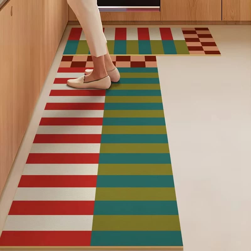 VIKAMA Tappetino da cucina a strisce luminose Tappetino per porta nell'ingresso del portico Bagno Tappetino assorbente per piedi Tappeto lungo