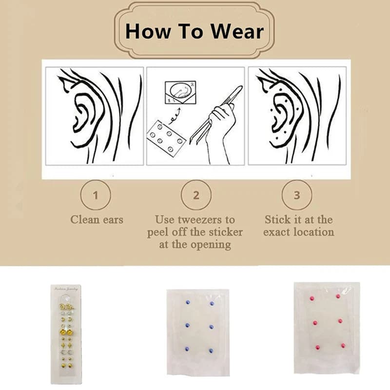 Pearl Flower Moon Ear Sticker Ear Care Seeds Acupuncture Auricular Ear Sticker Massage Therapy Needle Patch Auriculotherapy