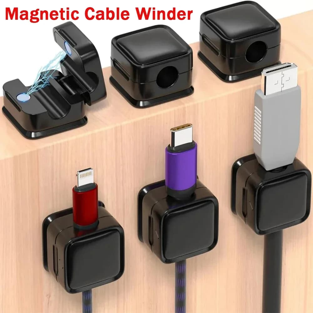1/3/6 PCS Organizzatore di cavi magnetici Clip per cavi Gestione Filo Keeper Avvolgicavo dati da parete Supporto per cavo regolabile sotto la scrivania