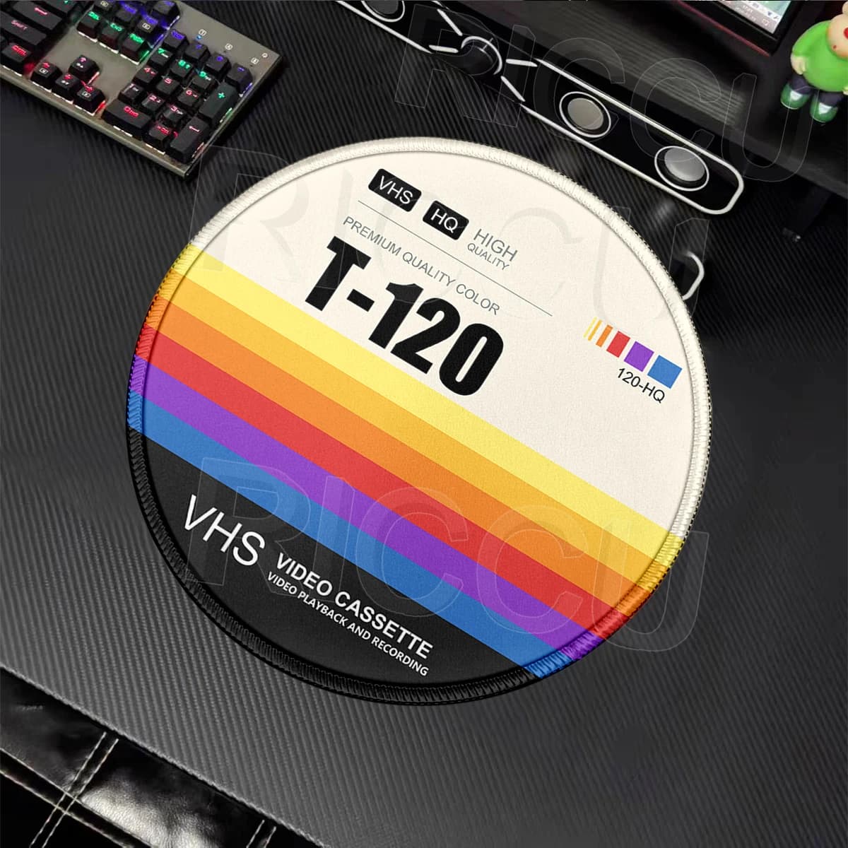 Retro VHS Style Mouse Pad Computer Round Mousepad Non-slip Gamer Keyboard Mausepad Art Design HD Deskmat Small Gaming Carpet Rug