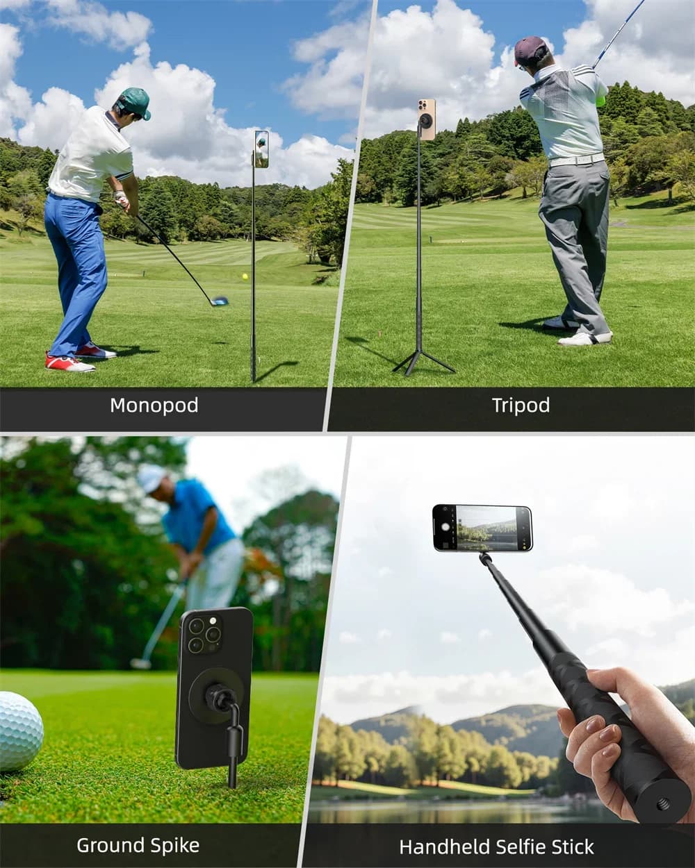 Golf Monopod Magnet Selfie Stick Golf Tripod Stand for Golf Traing Aid Swing Recording for Magsafe iPhone
