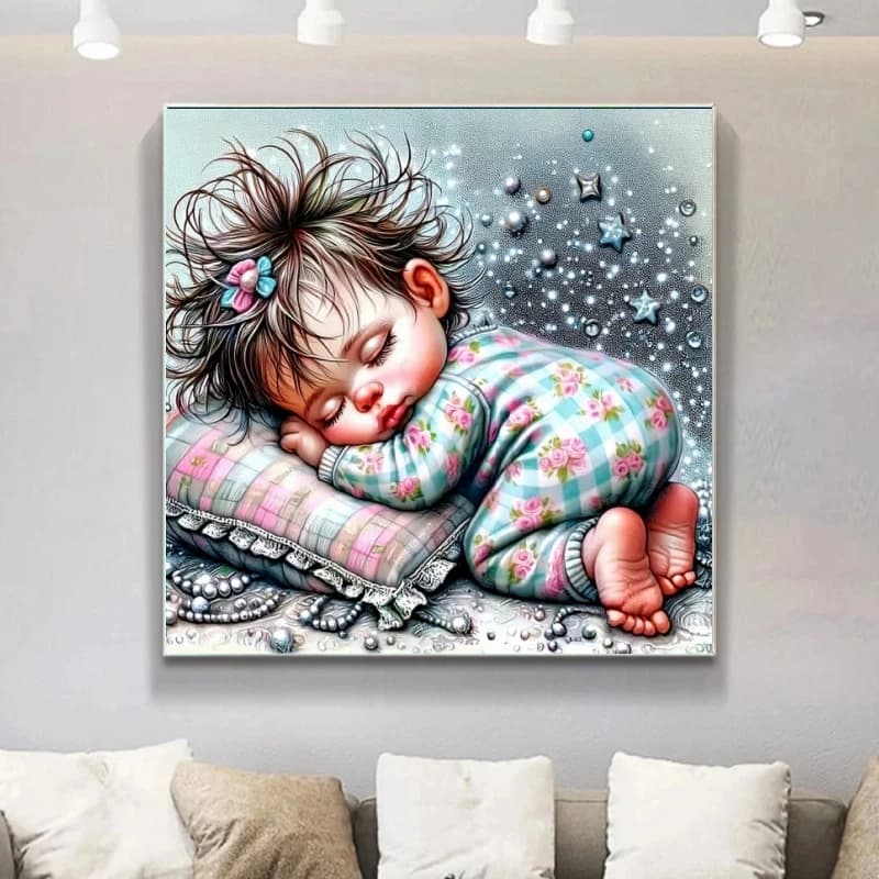 DIY 5D DIY Artistic Kit Diamond Painting for Children, Portrait Embroidered with Strass, Mosaic Full Drill Round, Home Decoration