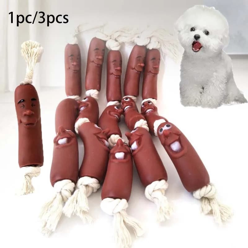 3 pezzi giocattolo per la pulizia dei denti del cane corda di cotone durevole giocattolo da masticare per cani salsiccia simulata giocattolo per cuccioli resistente ai morsi forniture per cani molari