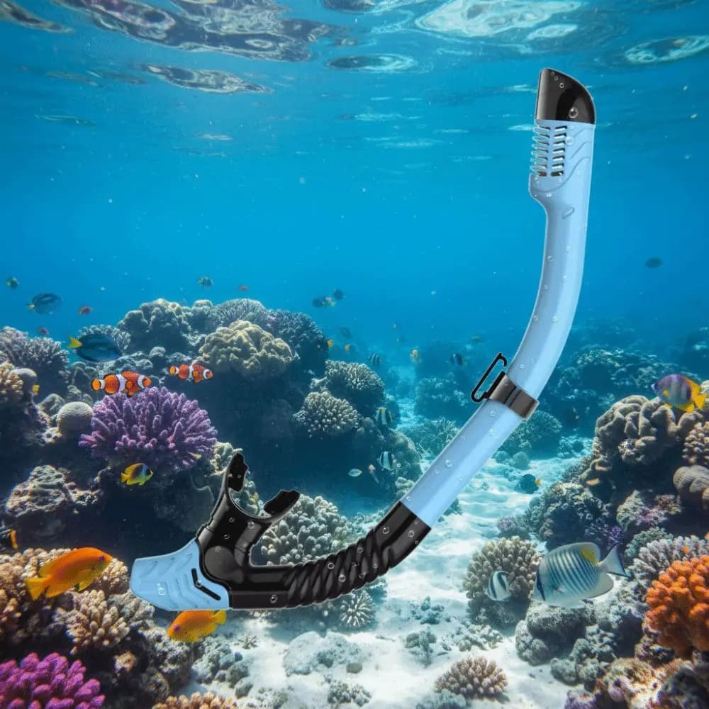 Dry Top Snorkel with Silicone Mouthpiece Quick Release Clip Full Dry Valve Easy Breath Underwater Equipment for Swim Training