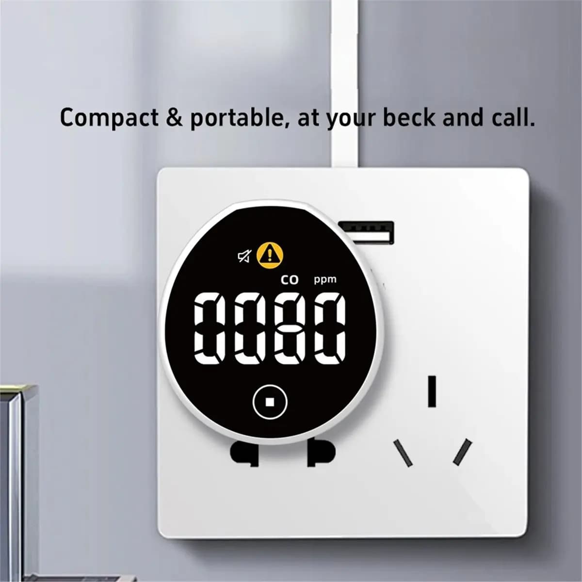 DT81 Mini USB Plug-in Carbon Monoxide Alarm Detector CO Gas Detector Air Quality Monitor for Home/Hotel/Travel/Office/RV
