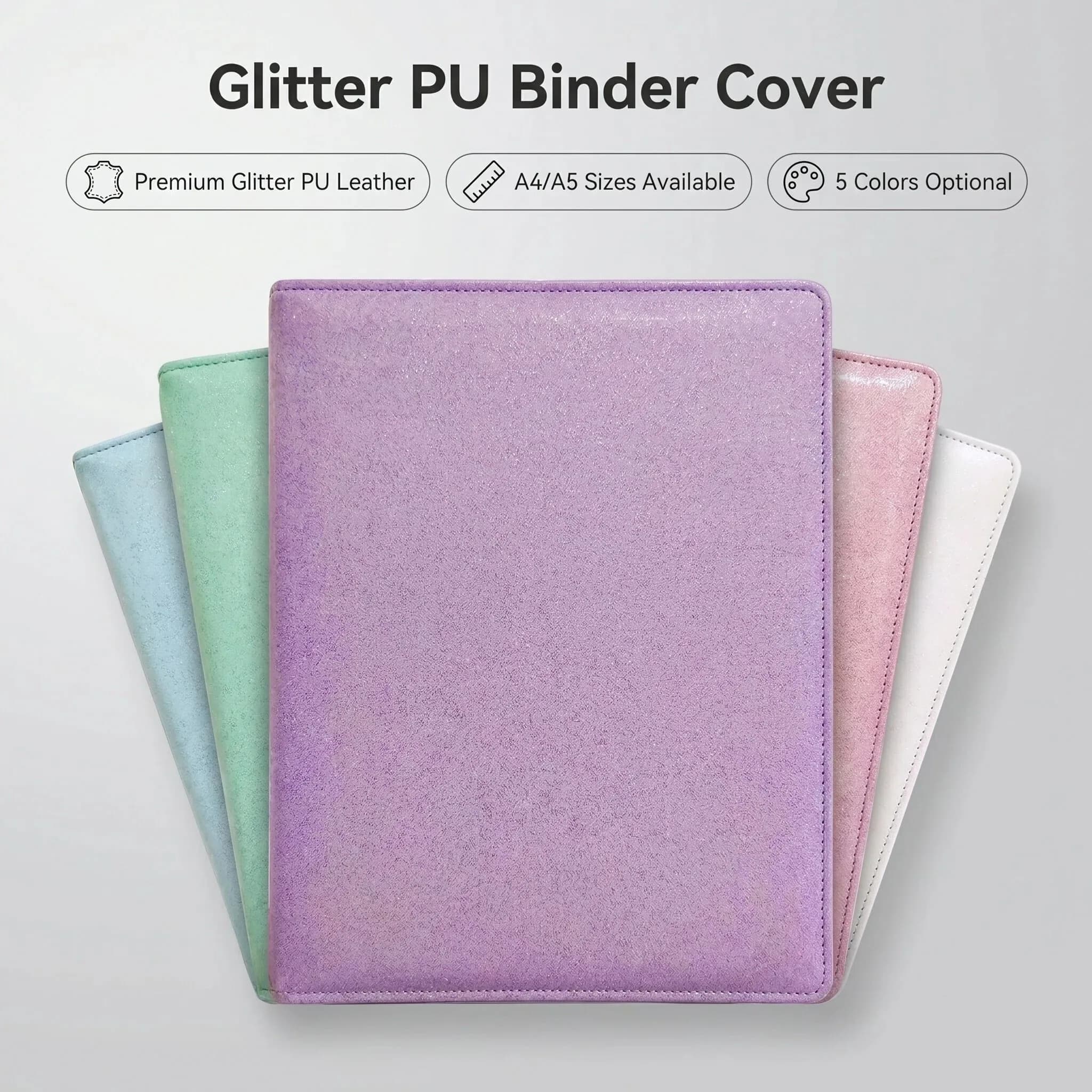 Glitter Starry PU Leather Binder Cover A4 4-Ring A5 3-Ring D-Ring for Photo Album Notebook Journal