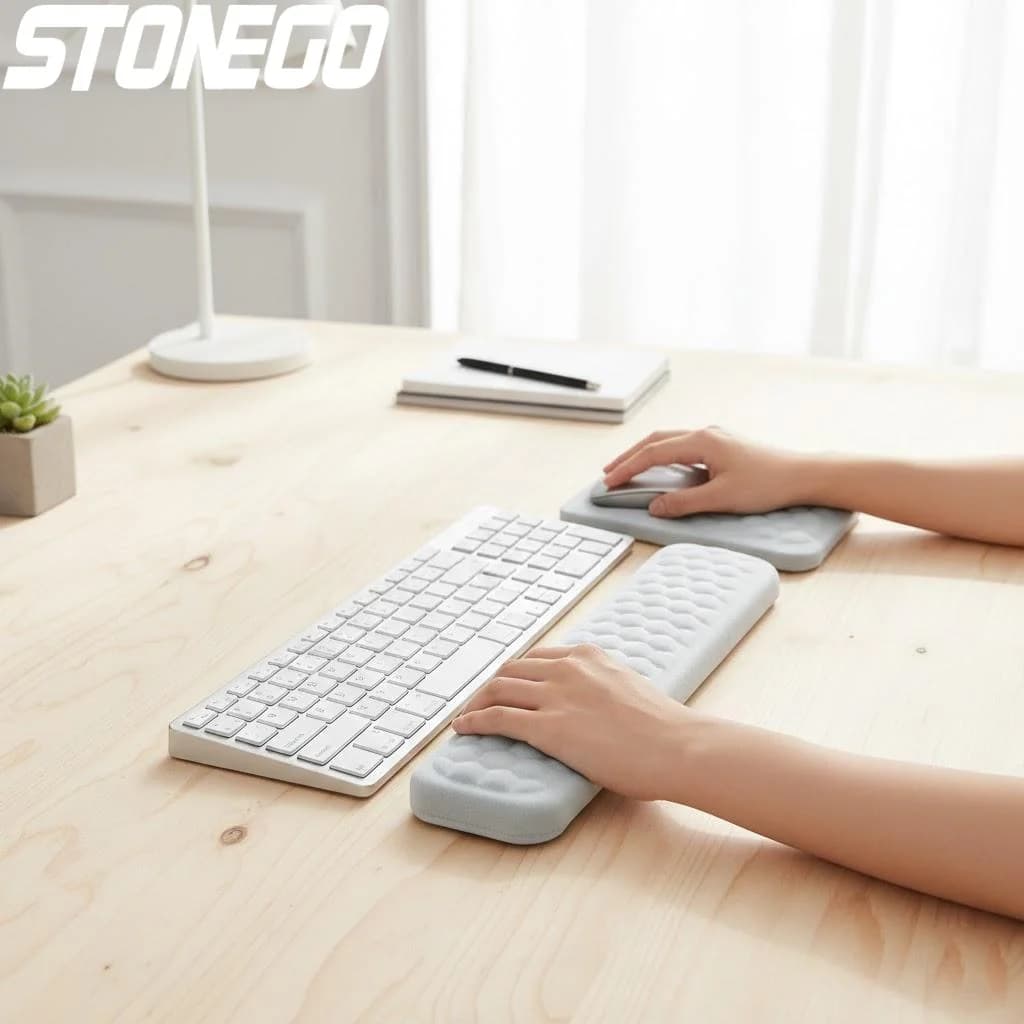 Poggiapolsi in Memory Foam, Tappetino per Mouse in Silicone, Supporto Ergonomico per Mani e Tastiera, Disponibile in Diverse Misure