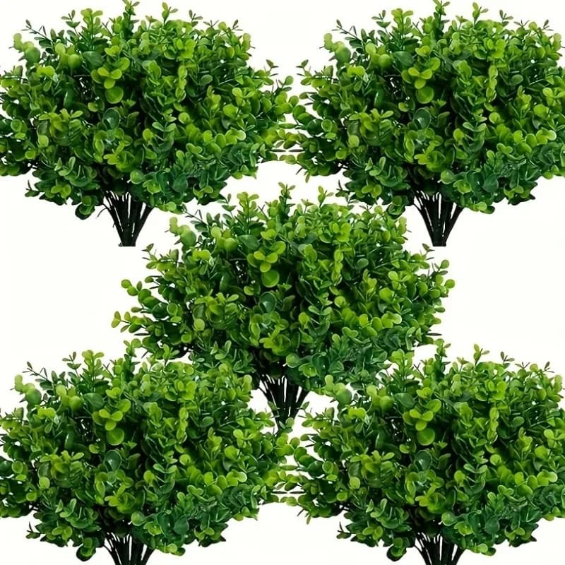 Foglie di Eucalipto Artificiali Verdi, Steli in Plastica per Decorazioni di Matrimoni, Casa, Ufficio, Cucina, Giardino - Pianta Finta Non Vivente