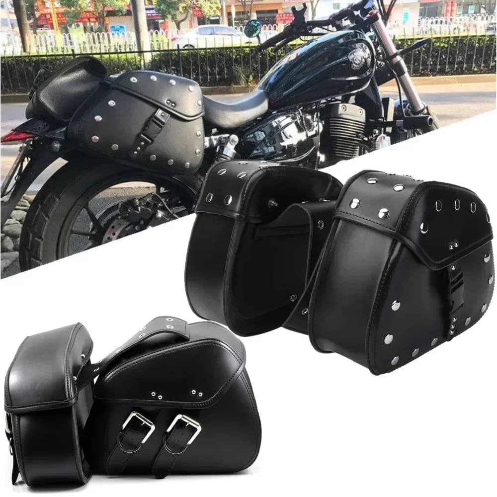 Universal Waterproof PU Motorcycle and Bicycle Saddle Bag, Travel Side Back Bag, Tool Door, Phone Door, Wallet for Yamaha Indian BMW