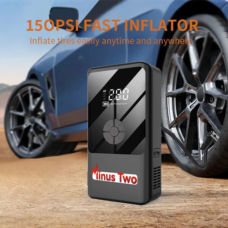 Avviatore di Emergenza Portatile e Compressore d'Aria con Display Digitale, Booster di Emergenza per Auto 12V, Gonfiatore Elettrico per Pneumatici Auto