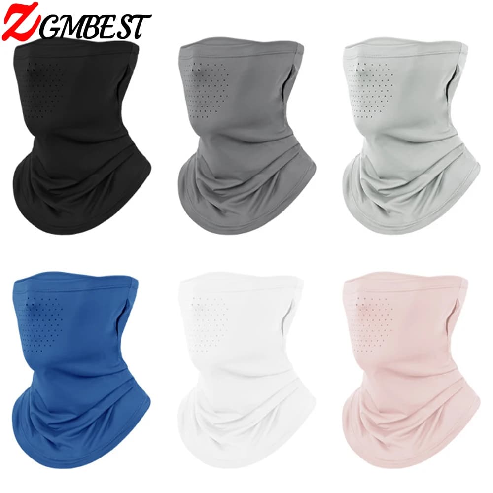 Summer Neck Gaiter Ice Silk Face Mask UV Protector Neck Tube Outdoor Cycling Scarf Breathable Hiking Bandana Hats for Women Men