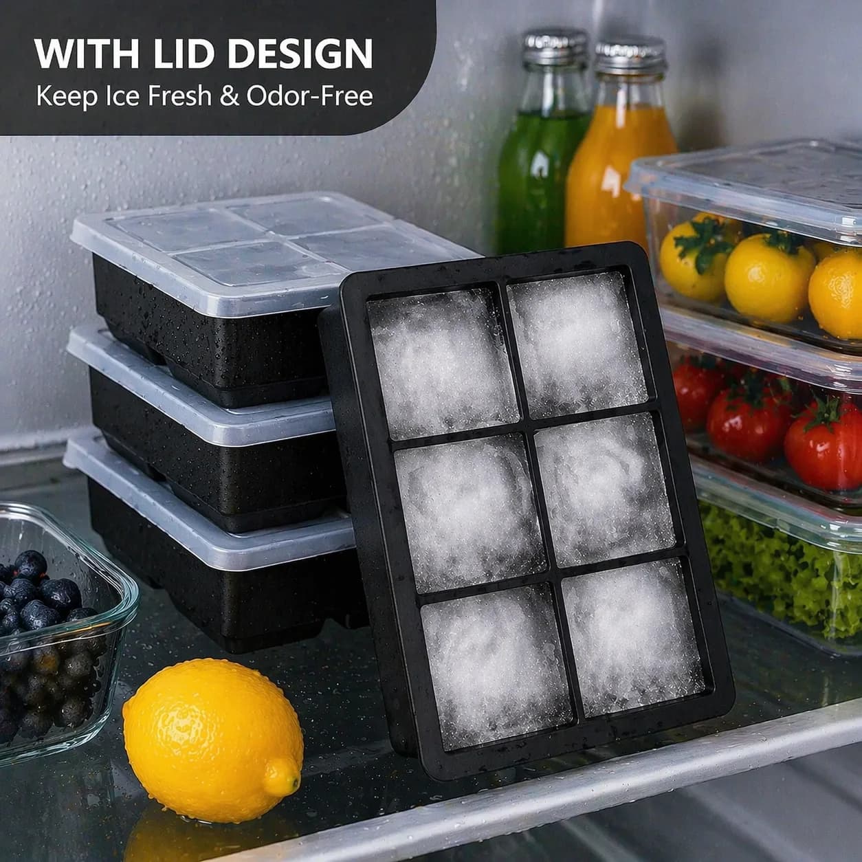 Safe Silicone Ice Cube Molds with Lid Spherical Ice Molds Reusable Whiskey Ice Cube Molds Cocktail Freezer DIY Homemade Barware