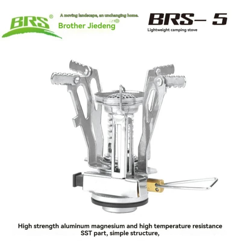 Nuovo Fornello da Campeggio BRS-5 Super Mini, Bruciatore a Gas Portatile ad Alta Potenza, Fornello Pieghevole in Magnalium per Escursioni, Cucina all'Aperto e Barbecue